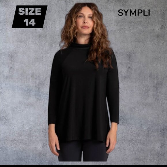 SYMPLI  - Funnel Neck Dolman T-Shirt, Size 14, Black, NWTT - Picture 1 of 4